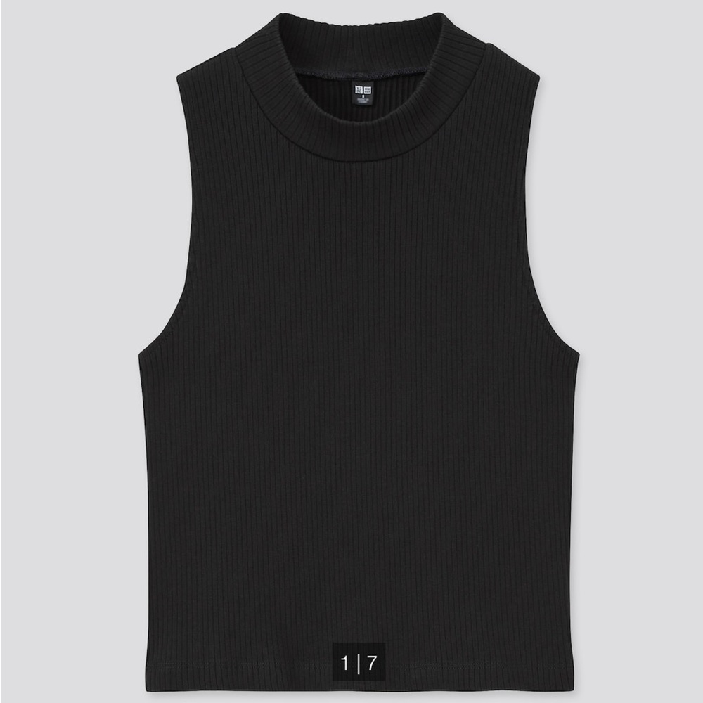 Ribbed cotton high-neck crop top